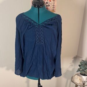 Hope and Harlow Navy Blue Peasant Top Size XL